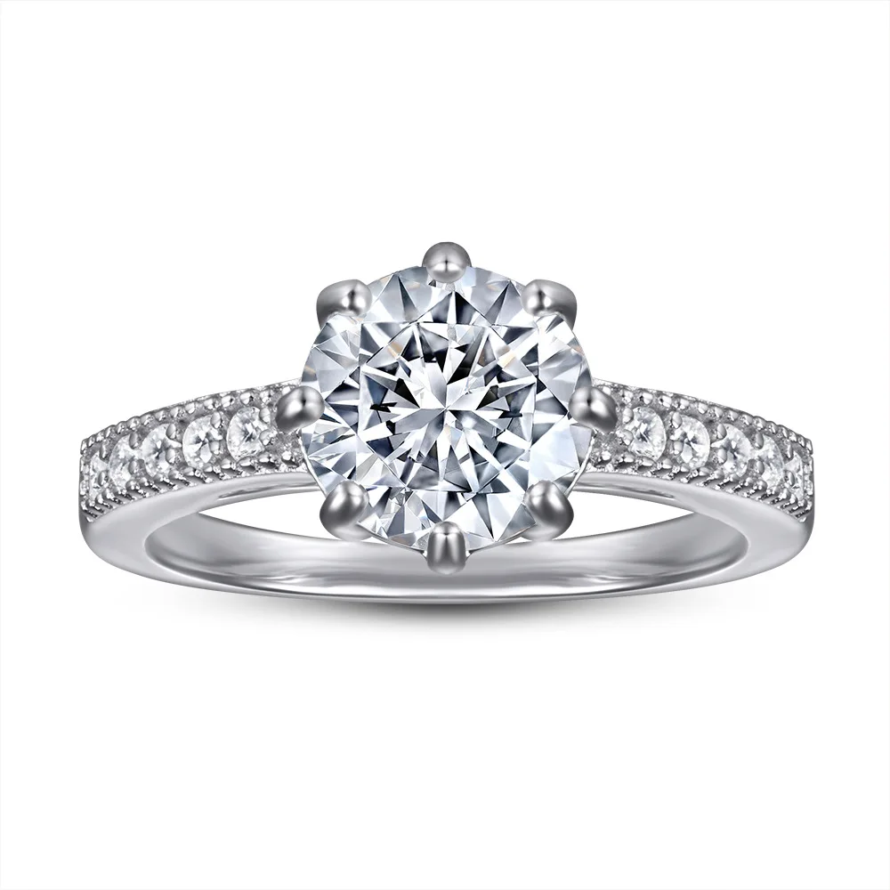 Diamond Wedding Ring Color Not Fade Eight Claw 1 Carat Row Diamond Engagement Ring Female Style
