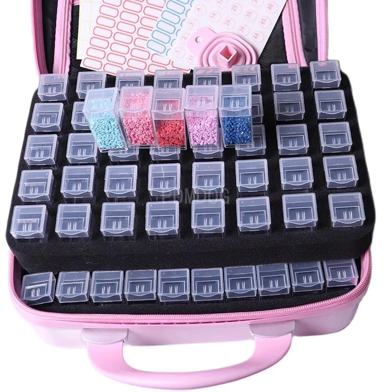 100 Square Bottles Container Bag Jewelry Box Cosmetic Bag Diamond Painting Storage Box Accessories Tools Carry Case