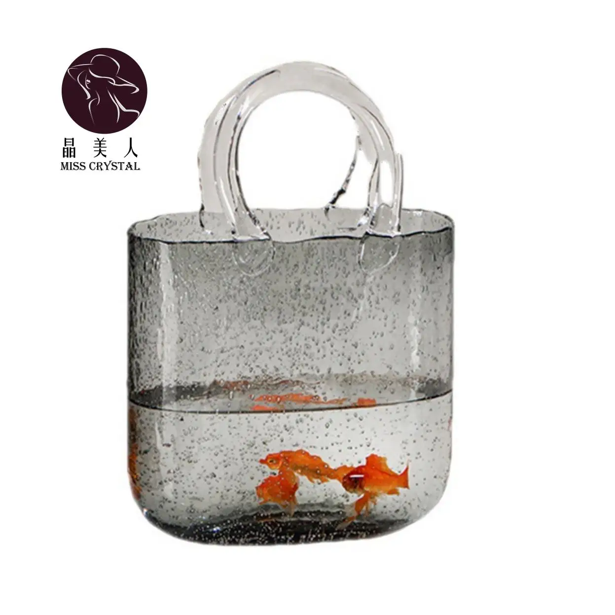 Modern Decoration Maison Clear Fish Tank ,Crystal Glass Flower Vase Handbag for Home Decor