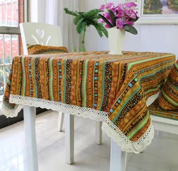 American Cotton Linen Tablecloth Tea Table Nightstand Cloth Art Decorative Table Cloth Pastoral Printed Tablecloth