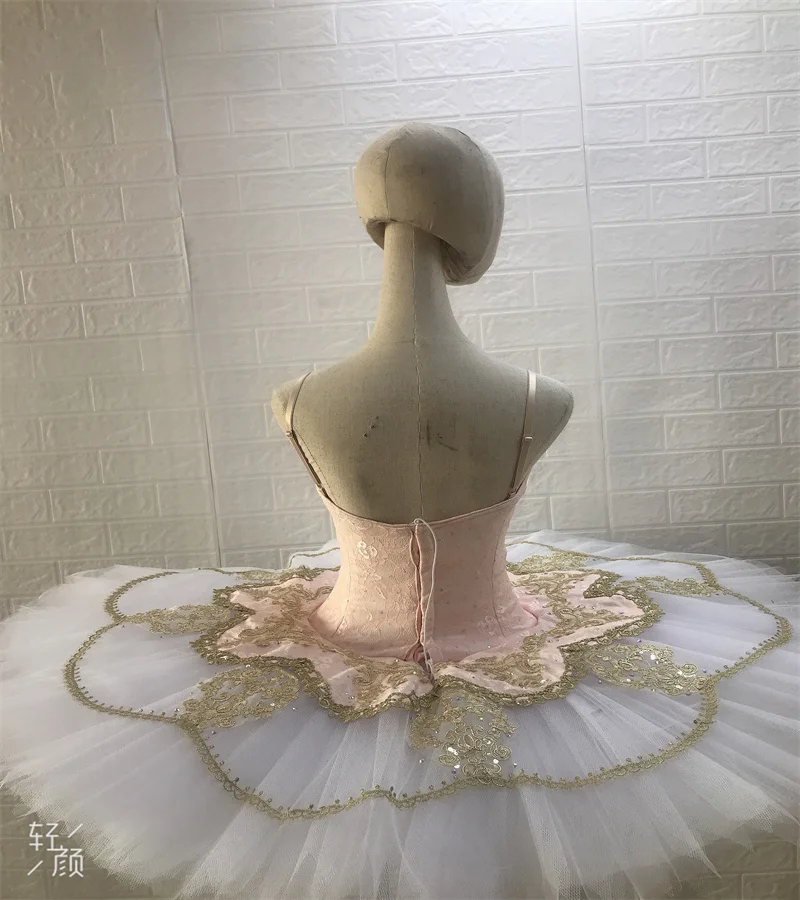 New light pink Jacquard hook & eye design ballet tutu Professional girls perform ballet Tutu costumes. New TUTU-17