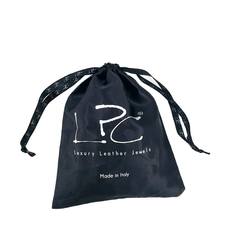 Customized Stretch satin fabric Satin drawstring bag Satin pouch Print logo