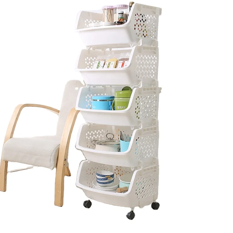 
household five layers plastic folding fruit rack kitchen wall rack 