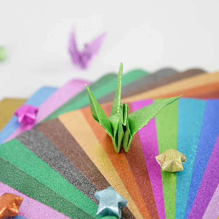50pcs/set Multi colors glitter folding paper origami paper for children handcraft