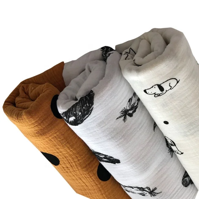 custom design crinkle crepe cotton double gauze muslin fabric rolls