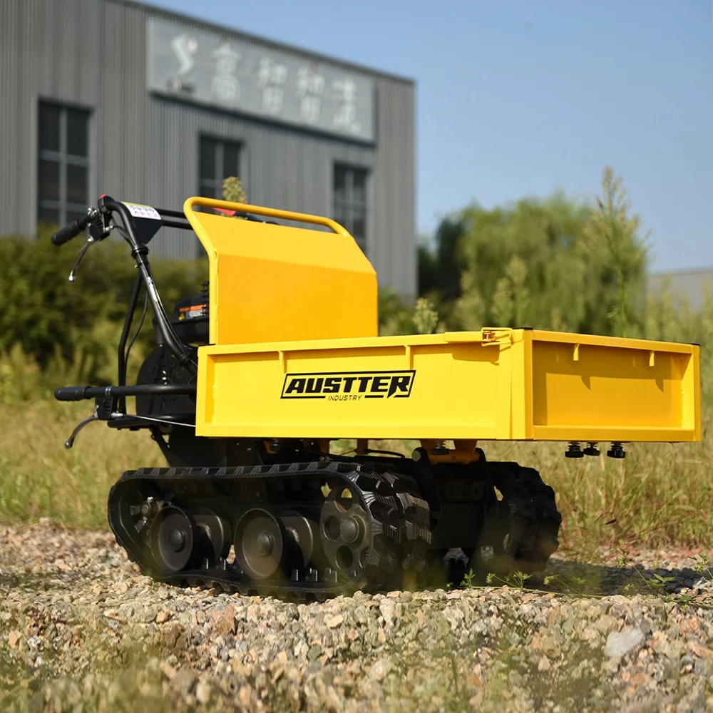 AUSTTER Mini Transporter 300Kg Gasoline Engine Powered Track Carrier Small Dumper Truck Motorized Wheelbarrow for Sale