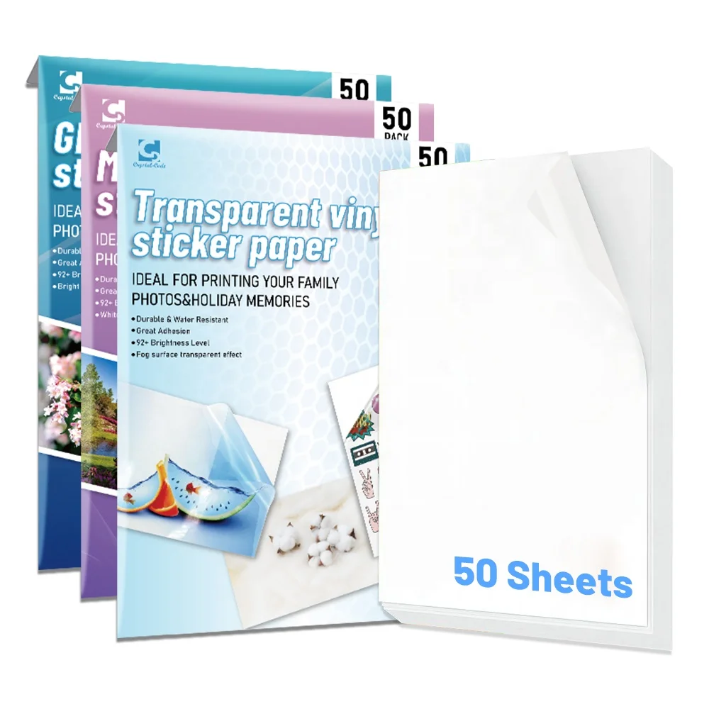 Best Price Crystal Code Transparent Matte Printing Label Sheets A4 Glossy Premium Printable A3 Vinyl Paper Inkjet Sticker Sheet