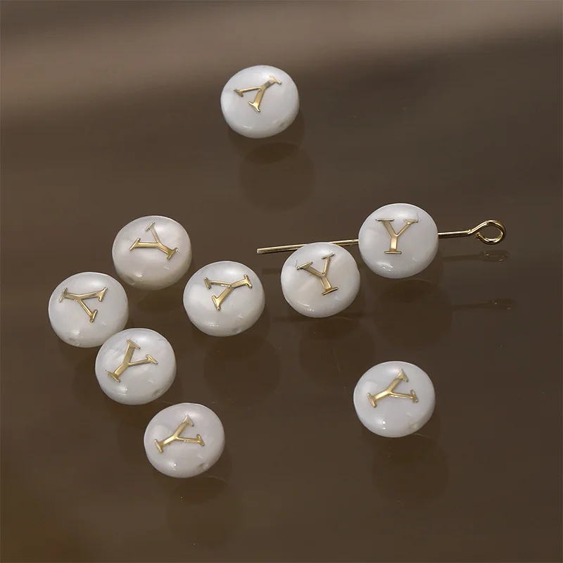 New Design Letter Round Shell Beads Double-sided Phnom Penh Diy Necklace with Materials Factory Direct Sales