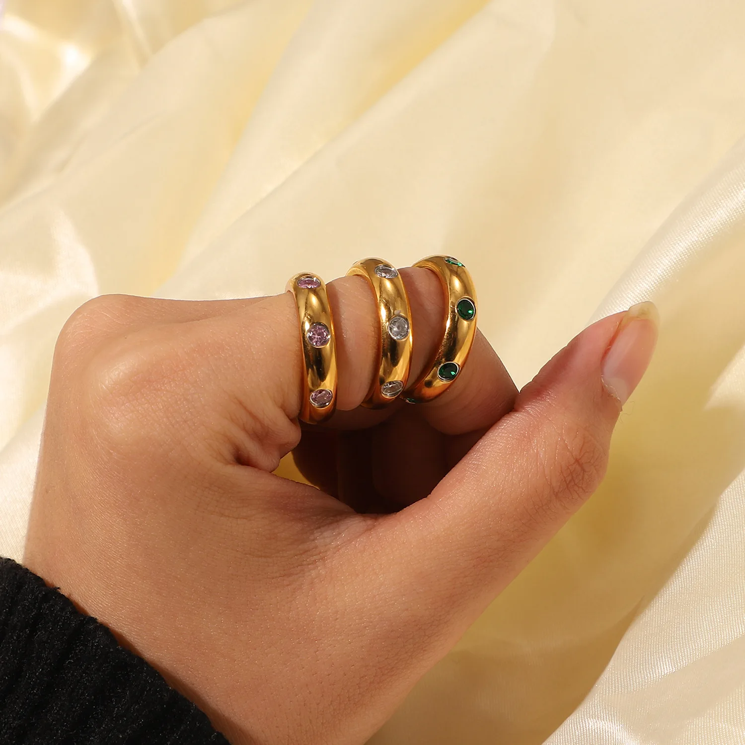 Fashion jewelry 18K Gold Stainless Steel Vintage Zircon Ring Forefinger Knuckle Ring