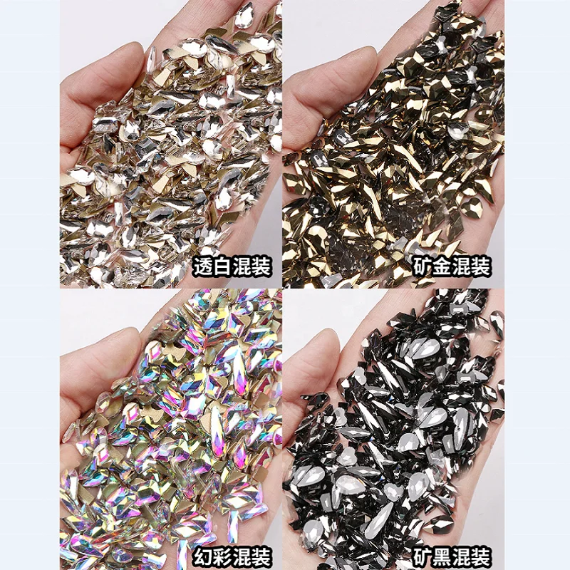 Diamond Different Shape Glitter Crystal Clear AB Mix Size Rhinestone Glass Stone Nails Decoration 3D Stamping Art Nails