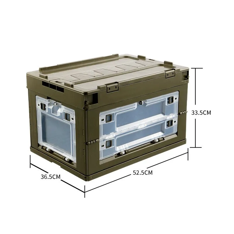 50L plastic folding storage crate bins for outdoor collapsible camping box home storage stackable crate