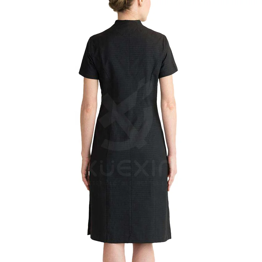 Stylish Housekeeping Uniforms V-neck Hotel Uniforms Maid Dresses Invisible Zip Housekeeping Dress