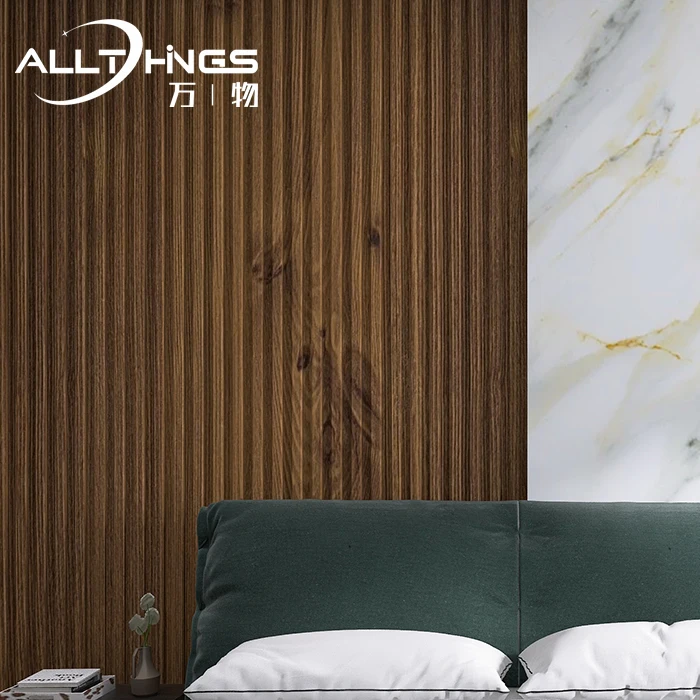 Durable WPC wooden grain indoor Decor Cladding modern fluted Board Bamboo Fibre wpc Wall Panels