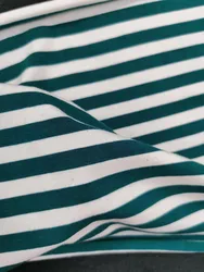 Dark Green White Striped Plain Tear-resistant Stretch Jersey 100 Cotton For T-shirt