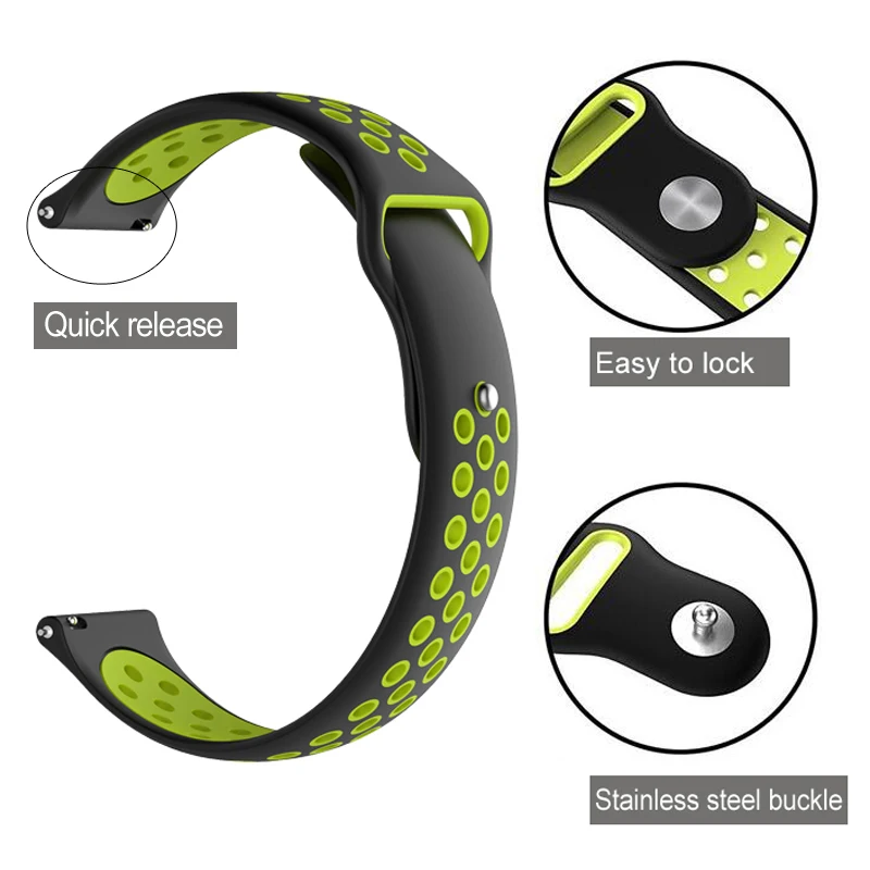 Chinber Universal 22mm 20mm Sport Silicone Strap for Amazfit GTR GTS Watches