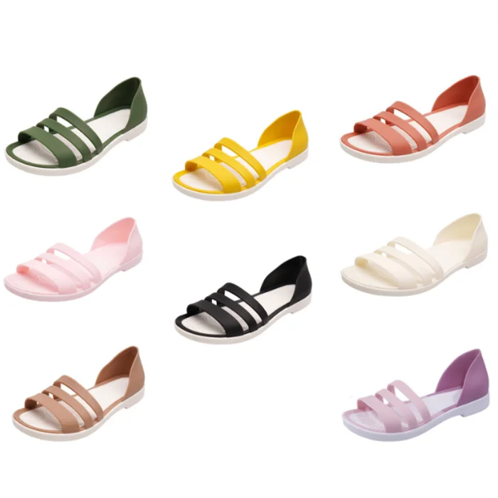 Wholesale Soft Summer Plastic Jelly Shoes Non-Slip Beach Slides Slippers  Waterproof Casual Flat Woman Sandals 2022