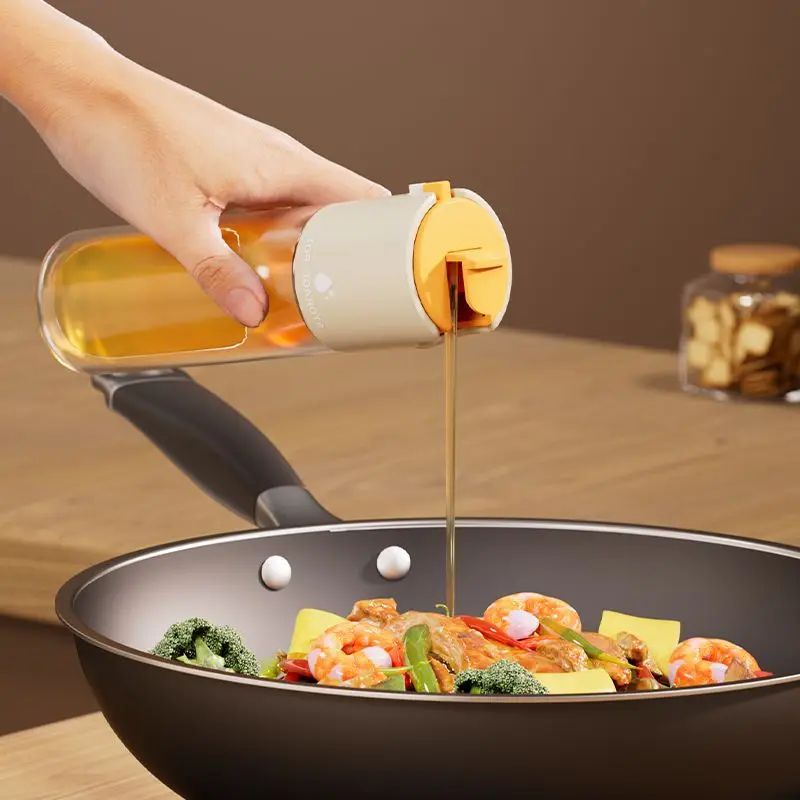 Glass oil pot kitchen simple soy sauce vinegar barbecue large capacity without hanging oil atomization press type oil spray pot