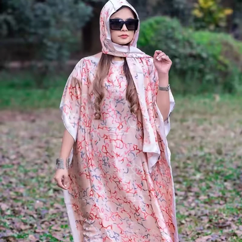 PROMISTAR 2024 Clothes Plus Size Women Dress Traditional Nigeria Print Caftan Abaya Muslim Robe Femme Long African Dress