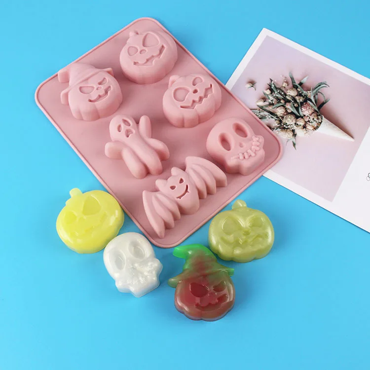 Ghost Festival Pumpkin Chocolate Cookie Cake Mold DIY Baking Tools Six Hole Halloween Silicone Mold