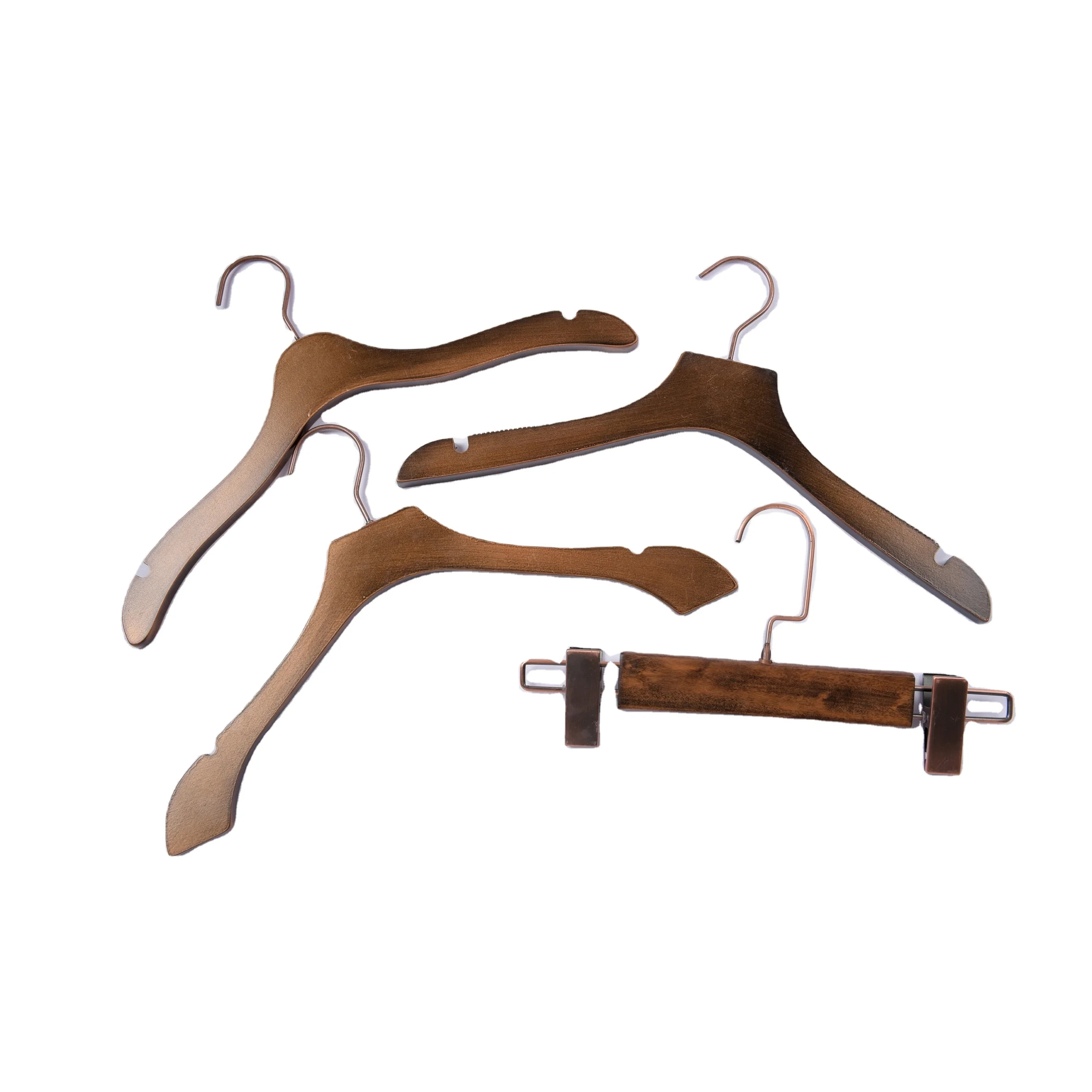 Fashion Wooden Hangers Luxury Antique Color with Notches for Clothes