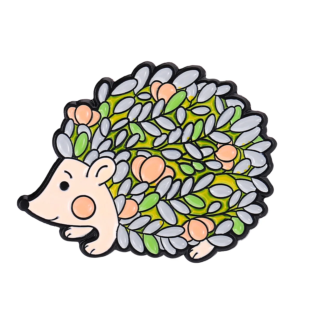 Cartoon Animal Hedgehog Brooch Metal Badge Creative Enamel Pins Frog Mushroom Flower Brass Europe Customized Lapel Pins Plated