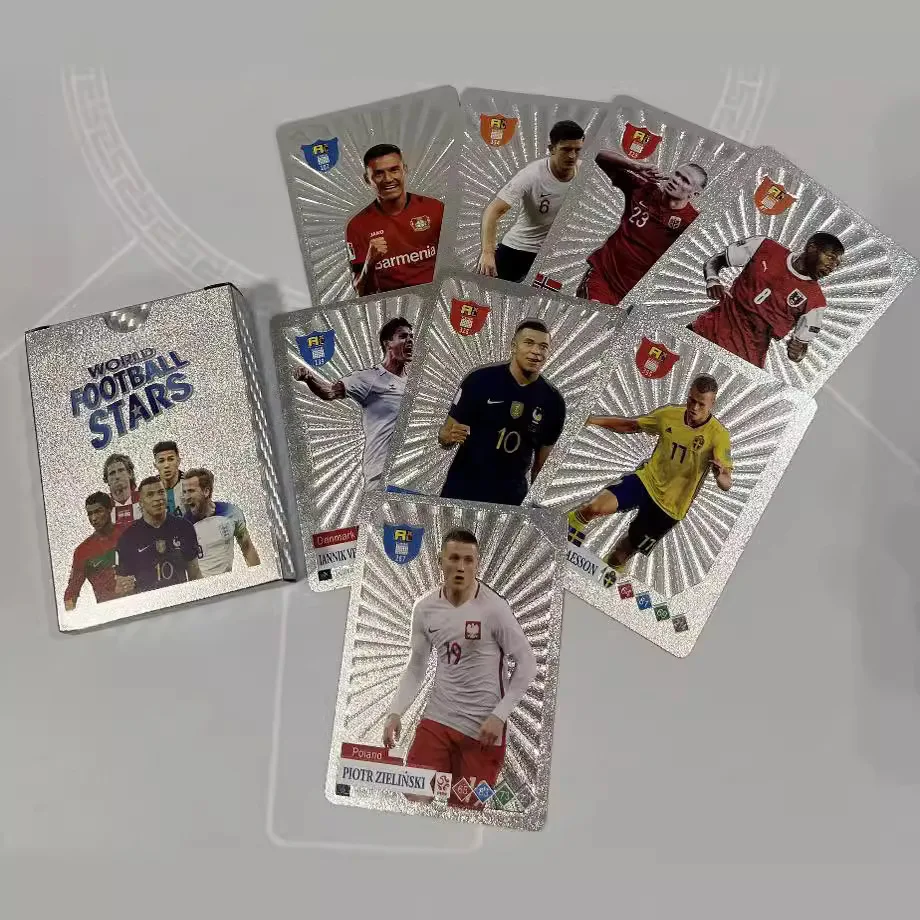 wholesale 55pcs football star Gold foil flash card Board game World Class collection