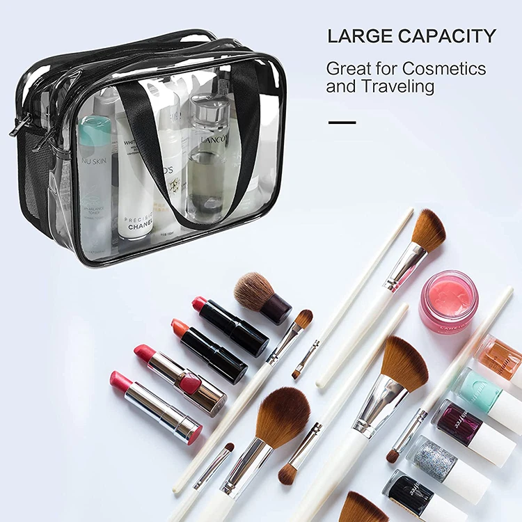 Clear Cosmetics Bag Toiletry Bag, Large Clear Travel Bag for Toiletries, Waterproof  Draining Transparent Makeup Bag Tote Bag