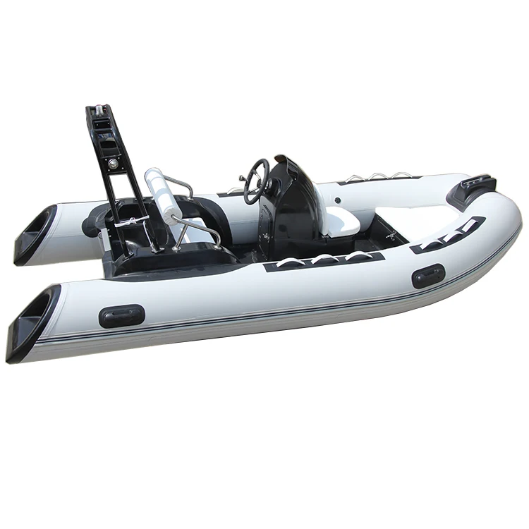 China Factory 13ft RIB390C Boat Fiberglass Inflatable Rowing Boats with Center Console RIB and Outboard Motor for Fishing