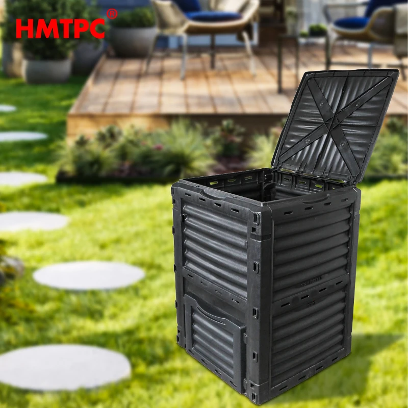 Factory Wholesale Easy assembly Outdoor Black 300L 500L Compost Bin Industrial Composter Food Waste Machine with Lid and Door