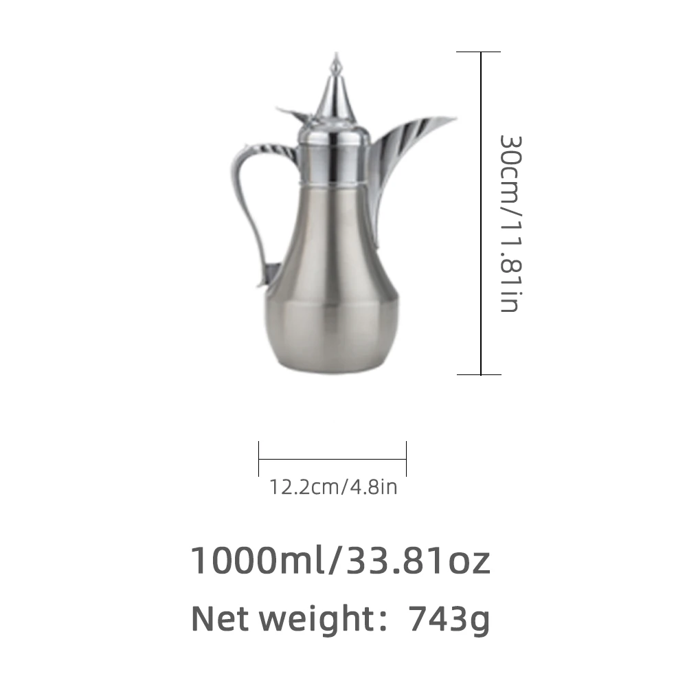 34oz Large capacity Great One button press insulated coffee pot 304 stainless steel teapot Double insulated teapot