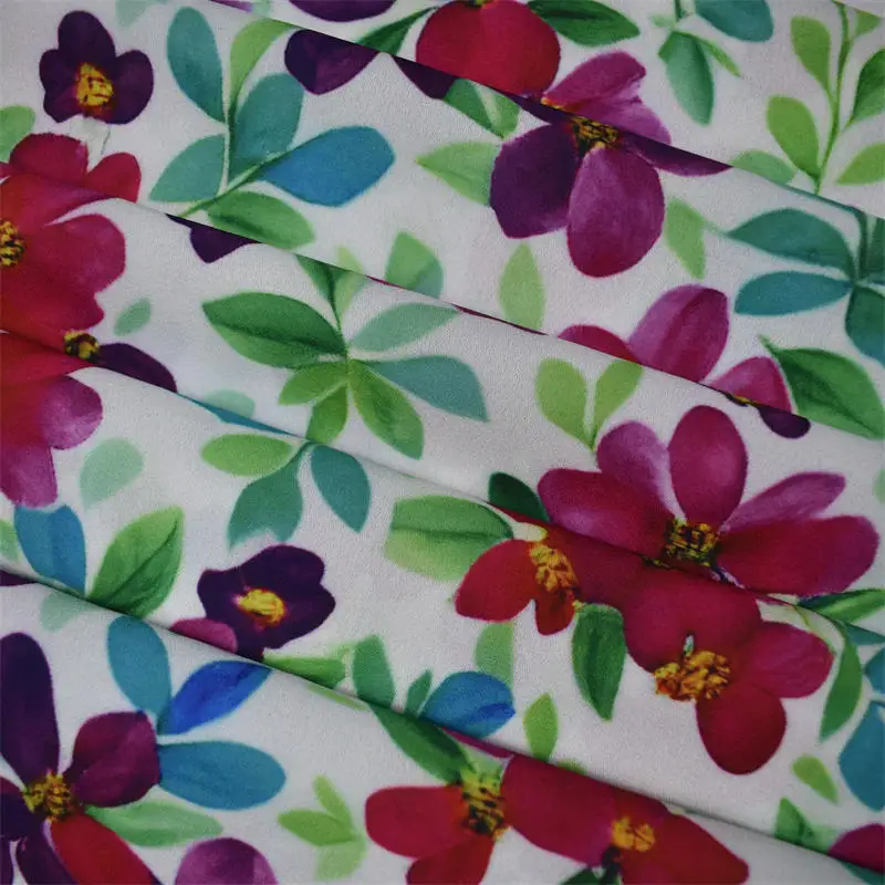 New Fashion 100% Polyester Tulle Fabric Weave Colorful Rose Print Chiffon Fabric For Garment