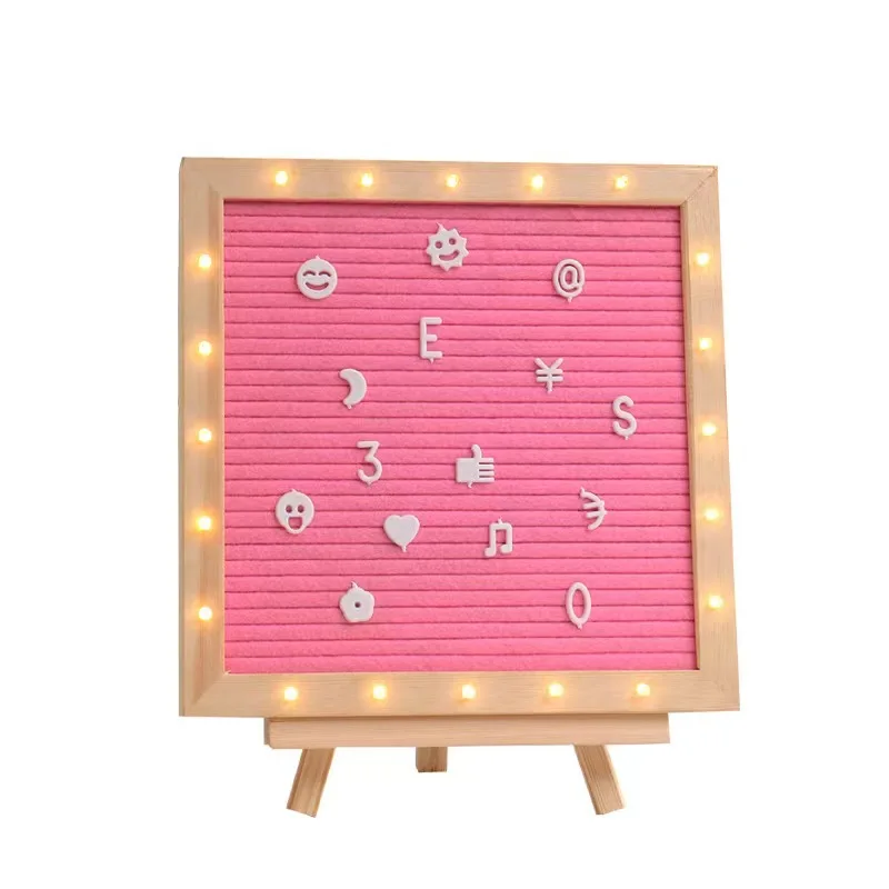 Changeable sign fabric bulletin message board slotted felt letter board with wooden frame
