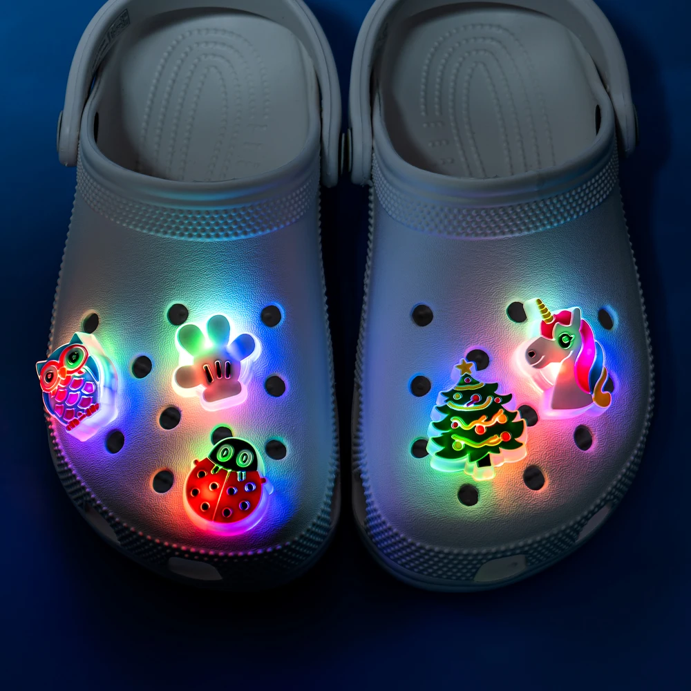 Factory Price DIY Custom triceratops PVC Light Up Clog Accessories Shoes fluorescent LED  clog shoe Charms 3