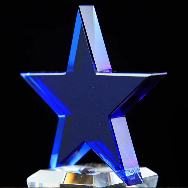 Souvenir Business Gift Wholesale Blue Star crystal plaque award trophy