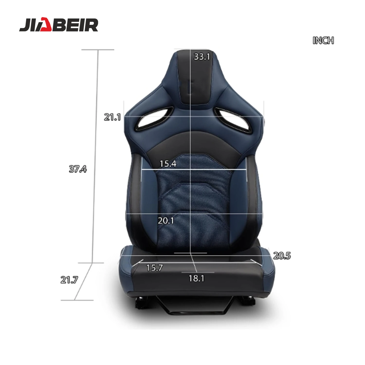 JBR9007 Recline Grey Leather Breathable Mesh Fabric Sport Bucket Racing Car Seat