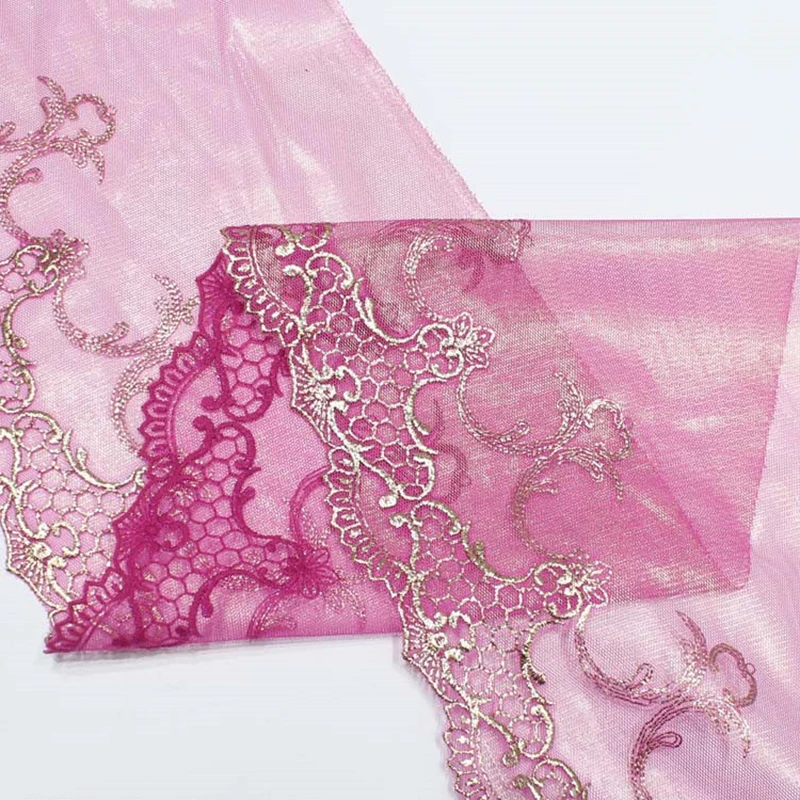 Embroidery lace bronzing mesh bottom 3D embroidery curtain lace trim