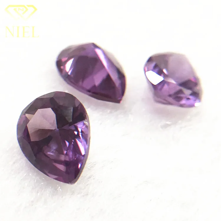 Pear cut 46# gem price tears shape wuzhou synthetic purple corundum gemstone alexandrite loose stone