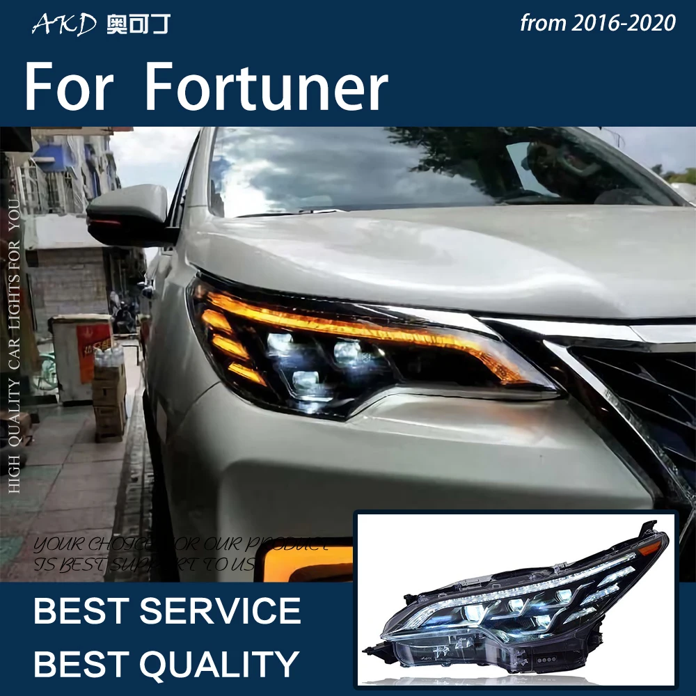 Car Lights For Fortuner 2016-2020 LED Headlight Modification Upgrade Lexus Design Projector 4 Lens DRL Dynamic Turn Signal Lamp