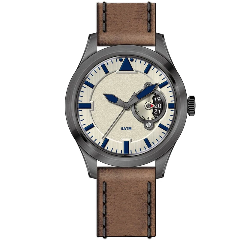 Competitive prices and fast delivery fashions mens watch with leather strap and brushed 316L SS case U3036
