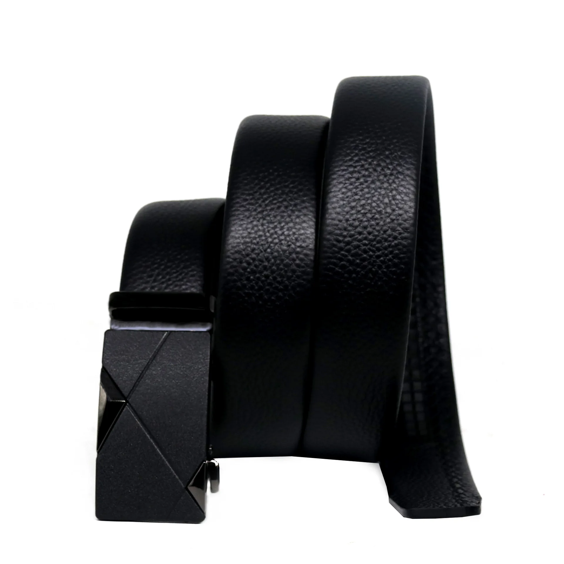 High quality customizable New Adjustable business and casual Automatic Belt Black Genuine Leather Belts for men