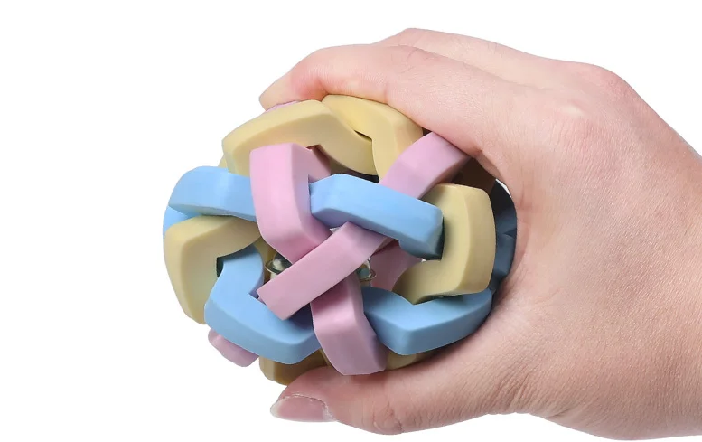 Rubber Pet Cleaning Balls Toys Ball Chew Toys Tooth Cleaning Balls Food Dog Toy with bell macroon S/M/L