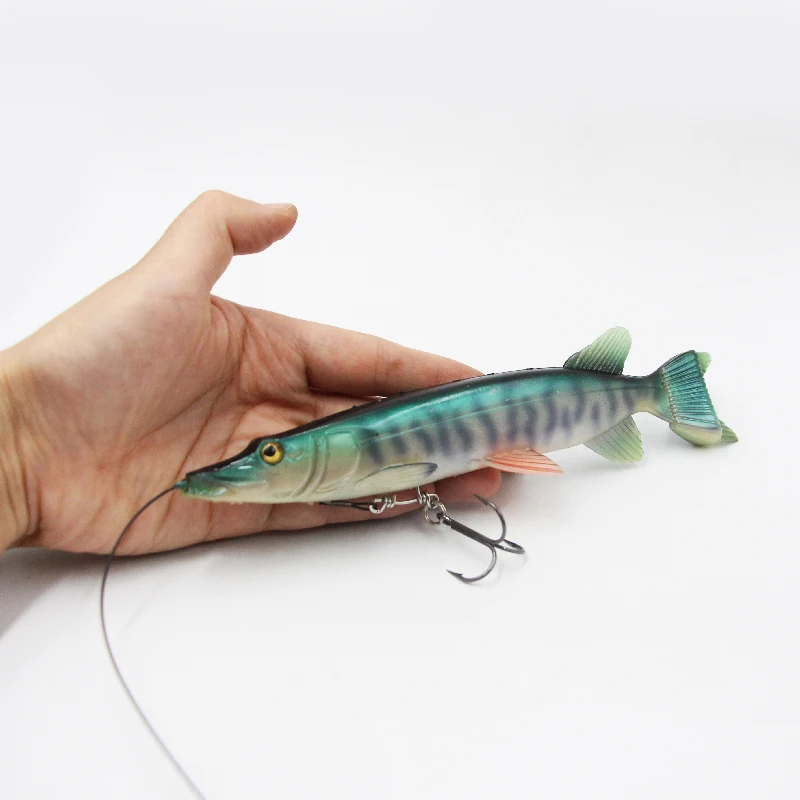 Selco 19Cm 70G Pike Stinger Wire Shad Tail Swimbait Jointed Artificial Lure Black Pike Fishing Flies Pike Hooks