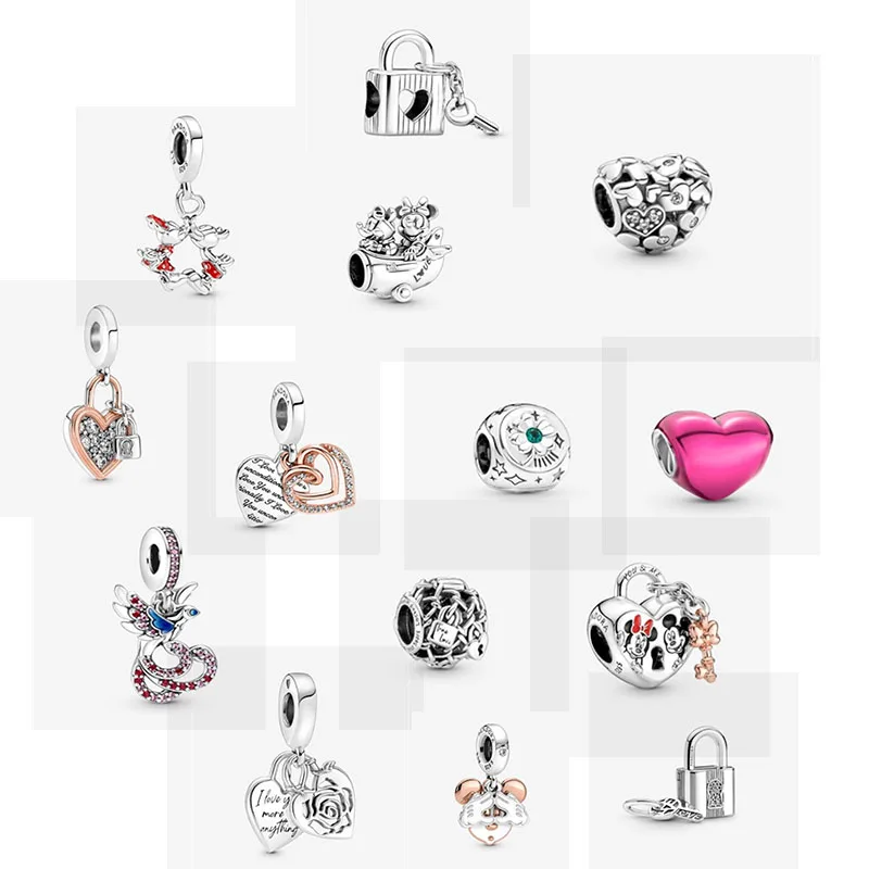 Factory wholesale 925 silver charm new charm bracelet  heart pendant lock key charm