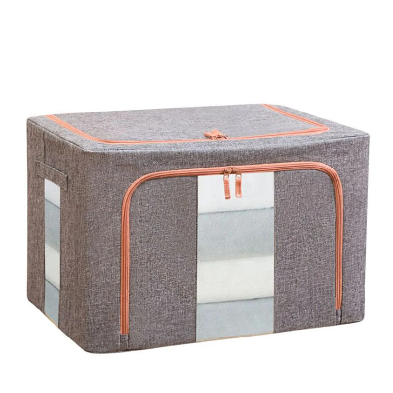 High Quality Home Stackable Cotton Linen Double Windows Foldable Fabric Storage Box Cloth For Dress Clothes Toy