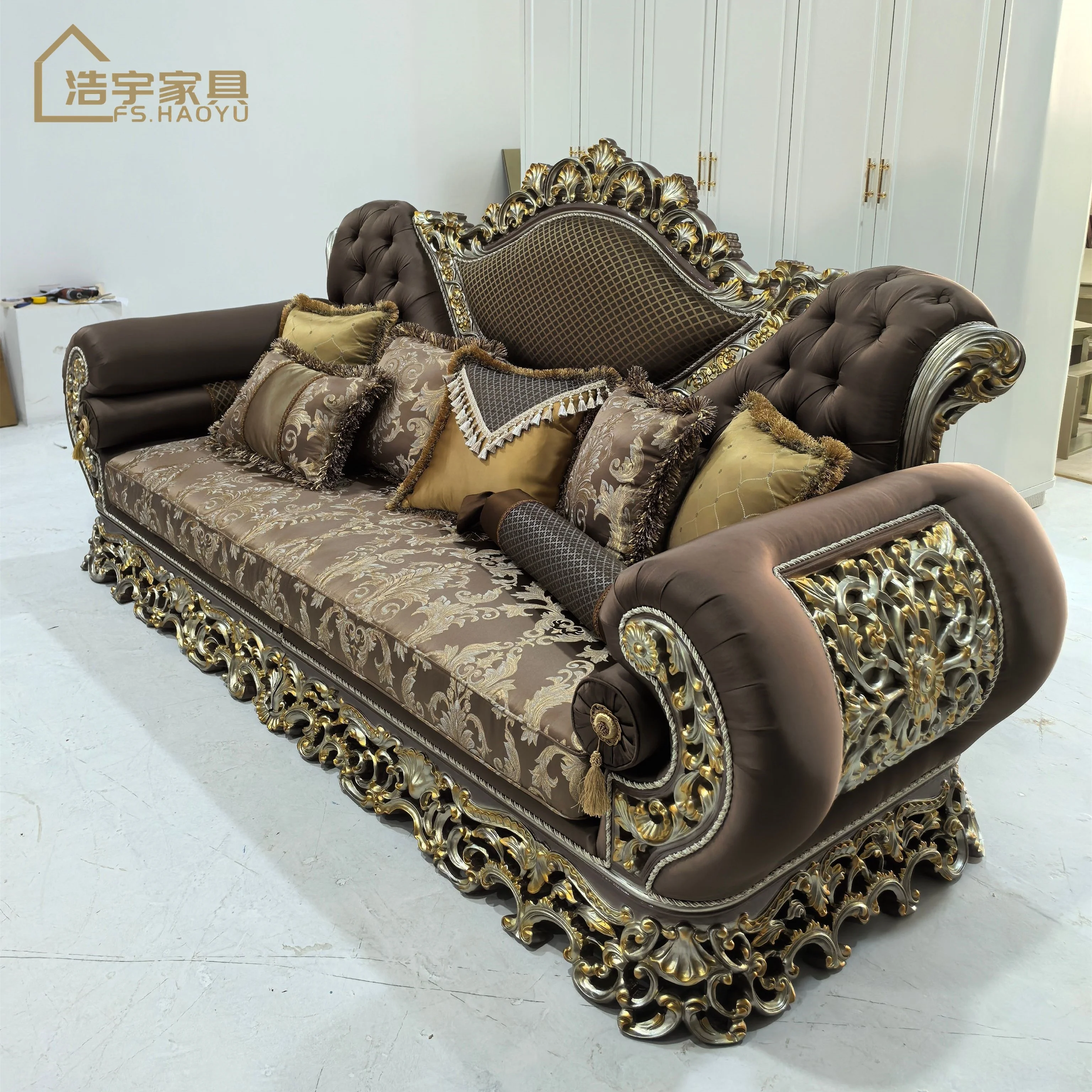 European antique hand carved wood sofa luxury sofa sets furniture couch living room 3 piece fabric lounge sofas for small space