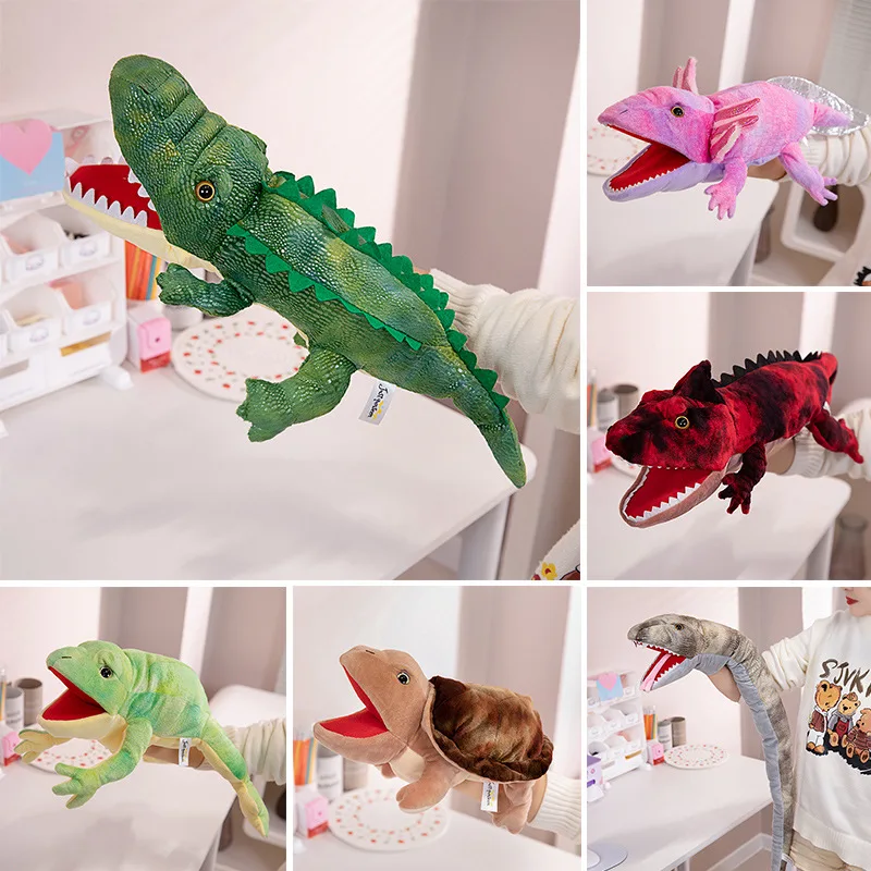 Crocodile Hand Puppet with Movable Mouth  Plush Stuffed Animal Puppet Early Learning Children Plush