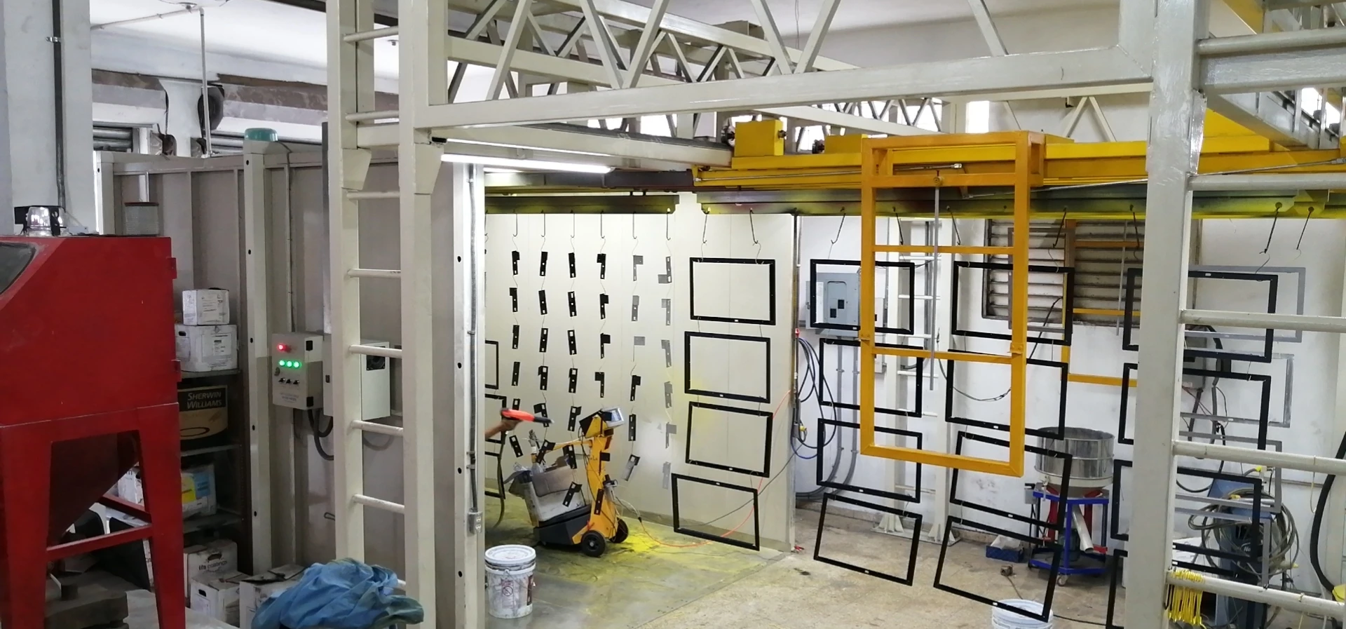 Transverse Powder Coating Line Advanced Technology Manual Electrostatic Powder Spraying Line