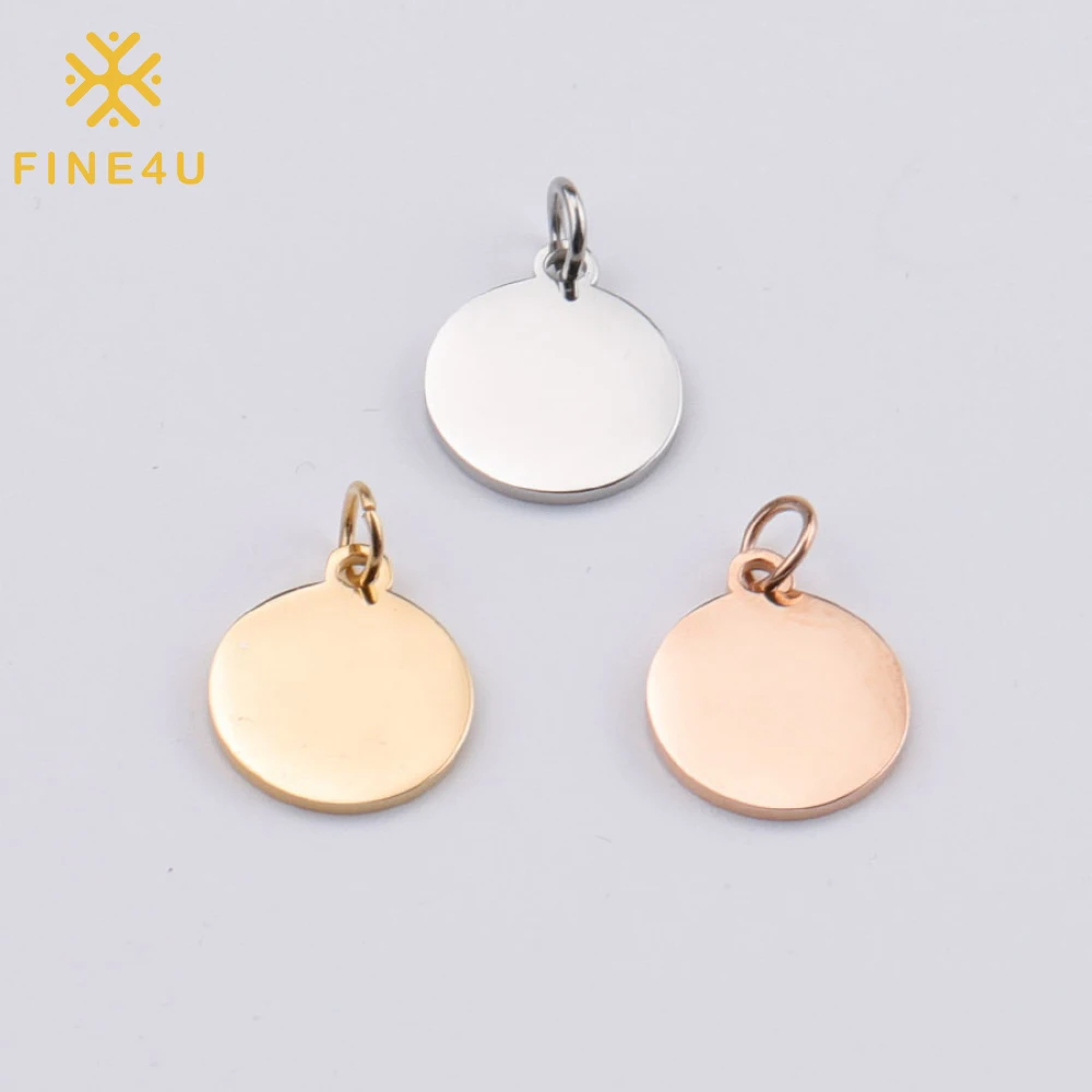 Wholesale Diy Jewelry Making Supplies Personalized Pendant Necklace Gold Plated Stainless Steel Blank Name Logo Custom Charm
