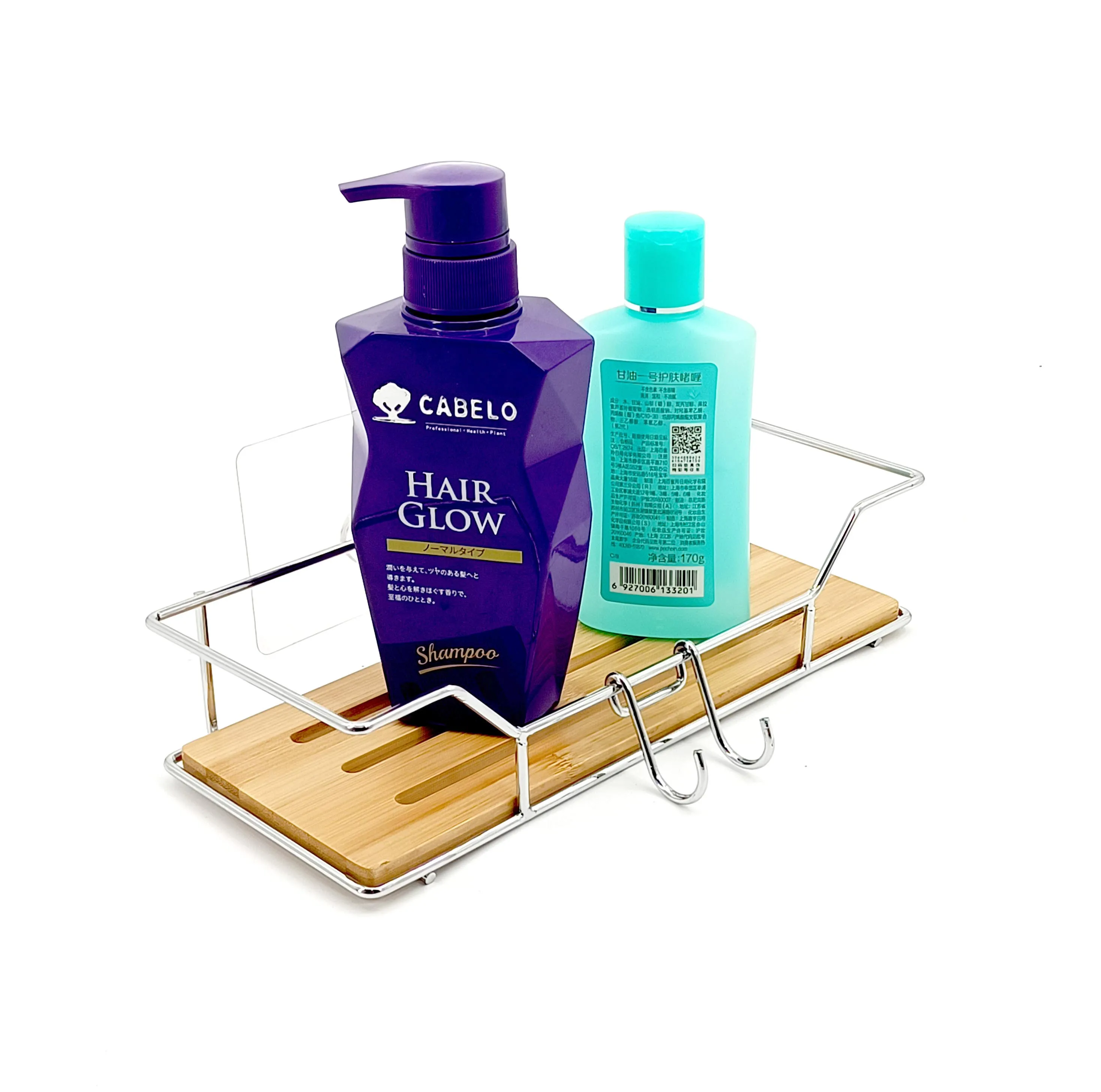 Low MOQ Manufacturer Wooden Shelf Shampoo Storage Metal Rack Storage Shelf For Bathroom Basket Holder Rack