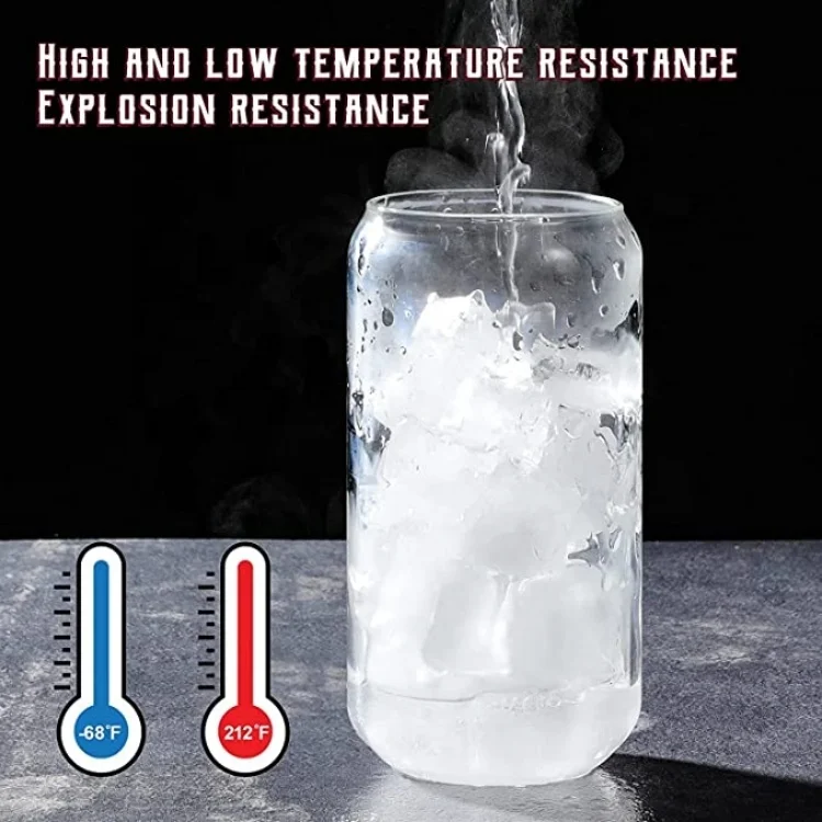 Can Shaped Glass Cup Wide Mouth Mason Jar Drinking Glasses Cups,Beer Mug Glass Tea Cup Cocktail Glasses,for Juices Cocktail